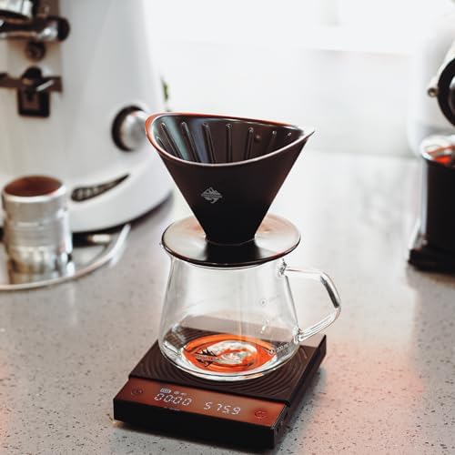 Pour Over Coffee Maker Set, Black Ceramic Coffee Dripper with V60 Paper filter, 650ml Coffee Glass Server for Cafe Home Restaurant 6291-12202-03A - Image 2