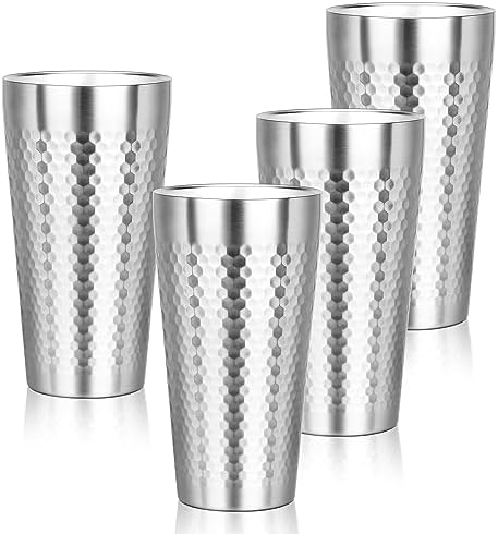 Metal Cup, 19 oz Insulated Tumbler, 4 Pack Double Wall Unbreakable Stackable Water Tumblers Premium Insulated Stainless Steel Cups Drinking Glasses for Home Travel Camping Outdoor by Offiper