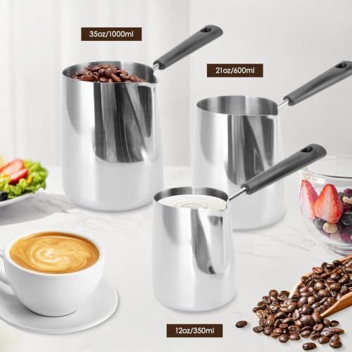 2Pcs Turkish Coffee Pot 12oz/350ml Milk Frothing Jug Butter Melting Pot - Image 2