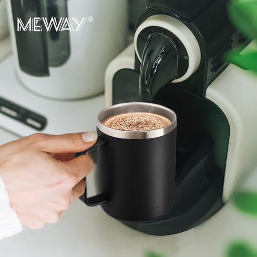 MEWAY 12oz Coffee Mug With Handle 8 Pack Bulk,Stainless Steel Insulated Travel Tumblers With Sliding Lid,Double Wall Vacuum Camping Cup for Hot & Cold Drinks Tea (Black,Set of 8) - Image 6