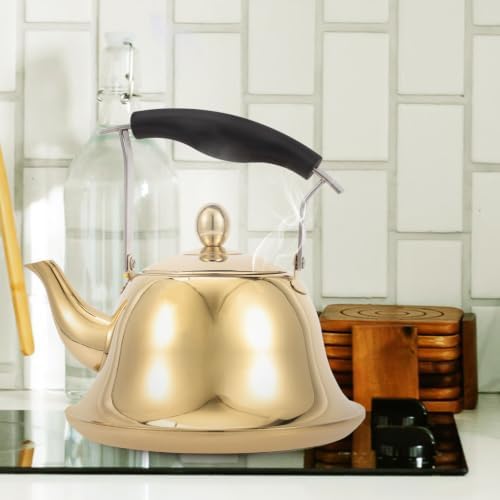 ERINGOGO 2L Whistling Tea Kettle Stovetop, Stainless Steel Teapot Water Kettle with Removable Tea Infuser, Mirror Polished Retro Tea Maker for Gas, Induction - Image 6