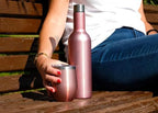 CHILLOUT LIFE 12 oz Stainless Steel Wine Tumblers 2 Pack & 1 Insulated Wine Bottle - Double Wall Vacuum Insulated Wine Glasses Cups with Lids and Straws Set Keeping Cold & Hot Gift Set - Rose Gold - Image 6