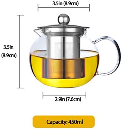Teapot with Removable Infuser, Borosilicate Glass Tea Make with Stainless Steel Filter for Loose Tea,450ml - Image 2