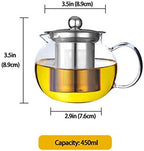 Teapot with Removable Infuser, Borosilicate Glass Tea Make with Stainless Steel Filter for Loose Tea,450ml - Image 2