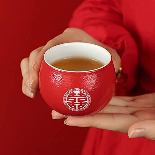 Wedding Supplies, Wedding Tea Set, Chinese Traditional Wedding Decoration Red Tea Set, Kung Fu Tea Set for Wedding Housewarming (Style D) - Image 6