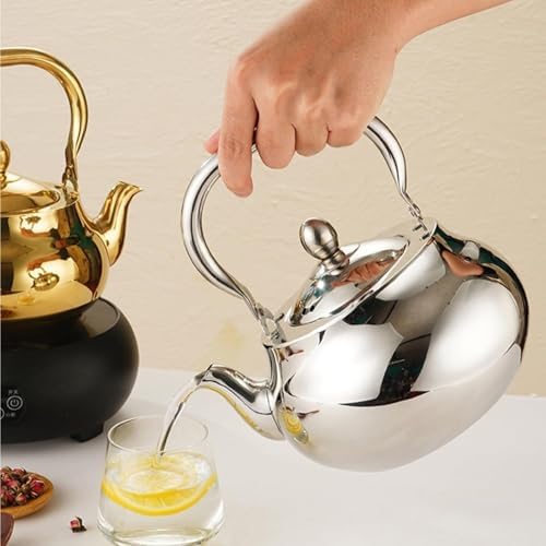 Gold Tea Kettle Stovetop, 304 Stainless Steel Tea Pot, Teapot with Tea Strainer Home Restaurant Induction Cooker - Image 3