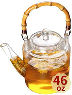 1350ml/46OZ Glass Teapot with Removable Infuser and Lid, Stovetop Safe, Glas Tea Pot for Blooming and Loose Leaf Tea Maker by Unbreakable