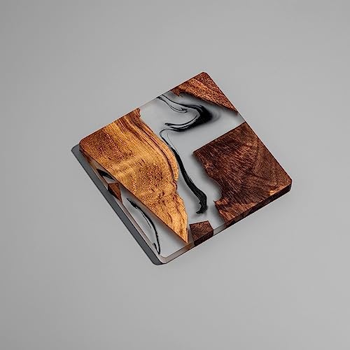Walnut Coasters Set, Modern Coasters with Holder - Image 4