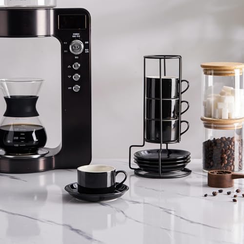 4 OZ Porcelain Stackable Espresso Cups and Metal Stand Set of 4 - Image 6