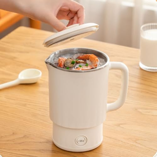 CCYLEZ Portable Electric Kettle 600ml Folding Travel Kettle Stainless Steel Tea Brewer Milk Frother Coffee Maker with Temperature Control for Travel Camping Office Home Use (US Plug 110V) by CCYLEZ