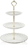 Sweejar 3 Tier Ceramic Cake Stand Wedding, Dessert Cupcake Stand for Tea Party Serving Platter (White) by Sweejarco1949