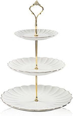 Sweejar 3 Tier Ceramic Cake Stand Wedding, Dessert Cupcake Stand for Tea Party Serving Platter (White) by Sweejarco1949