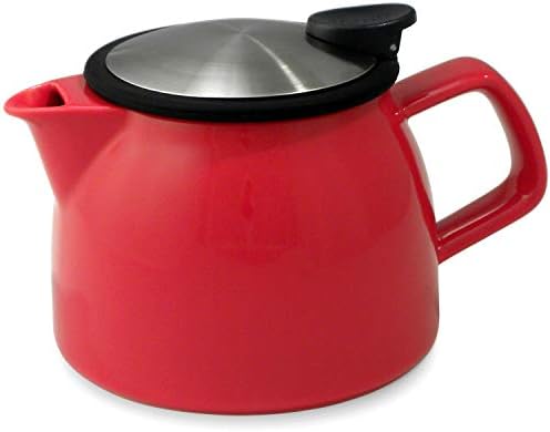 FORLIFE Bell Ceramic Teapot with Basket Infuser, 16-Ounce/470ml, Red by Unknown