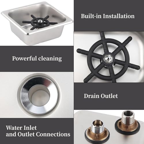 Kitchen Sink Glass Rinser, Stainless Steel Cup Washing Machine Automatic Rinser Pitcher Steaming Pitcher Washer Cleaner for Hotel Coffee Milk Tea Cup - Image 3