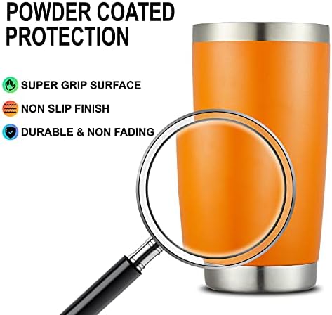 COMOOO 20oz Double Wall Vacuum Insulated Travel Mug Bulk Stainless Steel Tumbler with Lid and Straw Durable Powder Coated Insulated Coffee Cup for Cold & Hot Drinks (Orange, 12 pack - Image 5