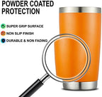 COMOOO 20oz Tumbler Bulk Double Wall Vacuum Insulated Travel Mug, Stainless Steel Tumbler with Lid and Straw Durable Powder Coated Insulated Coffee Cup for Cold & Hot Drinks (Orange, 4 pack - Image 5