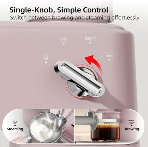 3.5Bar Espreeso Machine 4-Cup Compact Coffee Maker 800W Gray Pink - Image 7