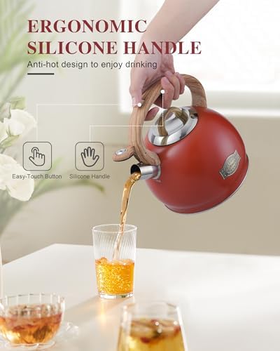 2.7 Qt Whistling Tea Kettle for Stovetop with Heat-Resistant Handle - Image 6