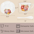 Pumtus Tea Cups and Saucers Set of 6, 8 OZ Vintage Ceramic Teacups with Spoon, Floral Rose British Coffee Mug, Elegant Bone China Cup Gift Set for Cappuccino, Espresso, Latte, Afternoon Tea Party - Image 2