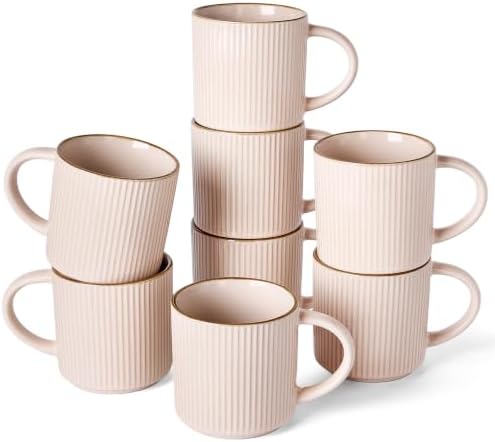 famiware Coffee Mug Set of 8, Star 12 oz Ceramic Mugs Cups Set with Handle by Famiware
