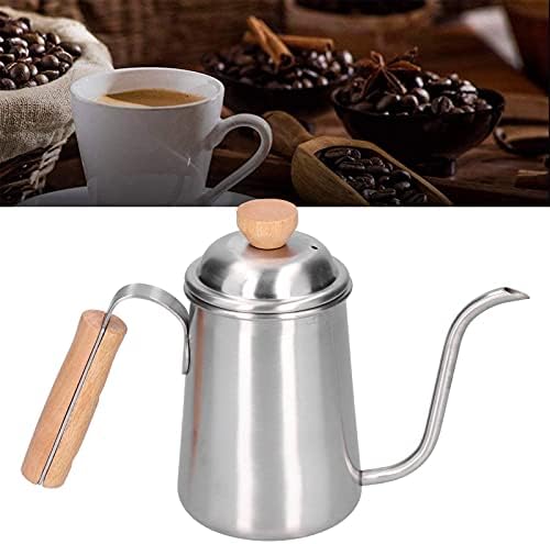 Drip Coffee Kettle, 650ml Stainless Steel Long Gooseneck Spout Coffee Pot Pour Over Tea Pot with Wooden Handle for Camping Home Kitchen - Image 2