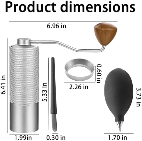 Manual Coffee Grinder with Stainless Steel Burr, Portable Coffee Grinder for for Espresso, Travel, Camping and Office (Silver) - Image 2