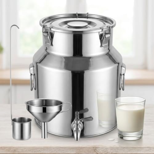 Stainless Steel Milk Can Tote Jug with Sealed Lid, Heavy Duty Milk Bucket by Unknown