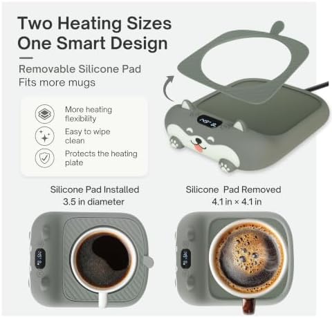 CozyPaw Coffee Mug Warmer for Desk, Dual-Size Heating Surface with Premium Silicone Exterior, 4 Temperature Settings & Auto Shut Off Cup Warmer for Coffee, Tea & Candle Wax, Cute Dog Gift - Image 4