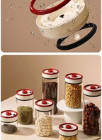 Press Type Vacuum Sealed Glass Canister, Evacuated Storage Bottle for Coffee Bean, Tea and Dry Food, Household Preservation Container (1800ML C4533D) - Image 5