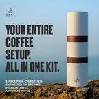 VSSL - Nest Pour Over Coffee Kit | Coffee Maker for Camping | All-In-One Travel Pour Over | Transportable Dripper, Two 10oz Stainless Steel Travel Mugs | Compact Storage & Adventure Ready | Cream - Image 2