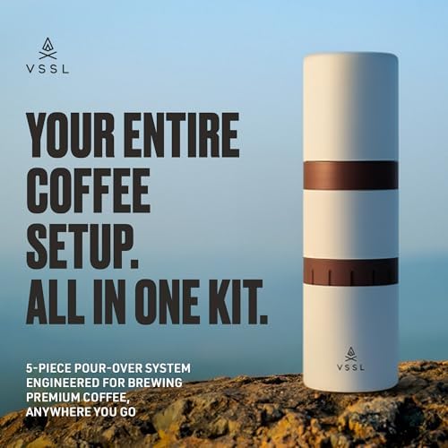 VSSL - Nest Pour Over Coffee Kit | Coffee Maker for Camping | All-In-One Travel Pour Over | Transportable Dripper, Two 10oz Stainless Steel Travel Mugs | Compact Storage & Adventure Ready | Cream - Image 2
