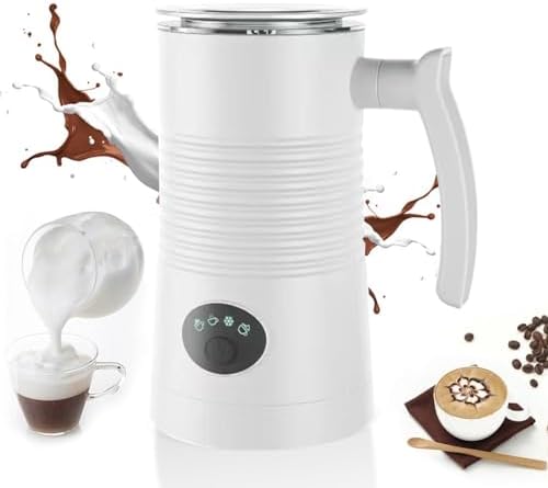 Electric Milk Frother Automatic Warm Cold Foam Maker Large Capacity Low Noise Dishwasher Safe Easy to Clean Coffee Hot Chocolate Maker Machine White White US Plug by Unknown