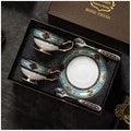 YUDIZWS Bone China Tea Cup Set with Gold Spoon And Gift Box, Tea Coffee Cups and Saucers Set of 1 Porcelain Tea Cup Coffee Mug for Home Kitchen Wedding Women's Tea Party,6pcs by YUDIZWS