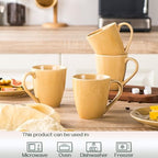 vicrays Coffee Mug Set, 12 Ounce, Set of 6, Ceramic Mug for Men, Women, Unique Glazed Mugs with Handle for Coffee, Tea, Milk, Cocoa, Cereal(Yellow) - Image 2