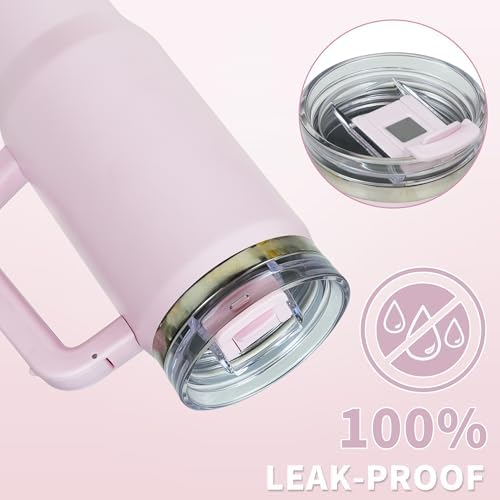 30 oz Tumbler with Handle Hidden Straw Stainless Steel Insulated - Image 3