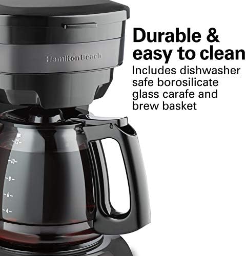 Hamilton Beach Programmable Coffee Maker, 12 Cup Capacity, Black Stainless Steel Accents, (46293) & Permanent Gold Tone Filter, Fits Most 8 to 12-Cup Coffee Makers (/80675) - Image 3