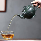 Tea Pots For Loose Tea Creative Hand-made Green Clay Carved Plum Primrose Teapot Home Desktop Tea Maker Tea Infuser Pot - Image 7