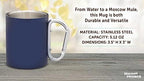DISCOUNT PROMOS Stainless Steel Mugs with Carabiner Handle 10 oz. Set of 10, Bulk Pack - Perfect for Coffee, Soda, Other Hot & Cold Beverages - Navy Blue - Image 4