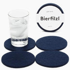 Graf Lantz - Bierfilzl Merino Wool Round Coasters Set of 4 - Marine (4" Circles) - Absorbs 30% of Weight - German Wool - Heat Resistant, Sustainable, & Reusable - Home Decor & Coffee Table Decor by GrafLantz