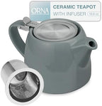 ORNA Ceramic Teapot with Tea Infuser – Small Tea Pot for Loose Leaf Tea – 550ml / 18.6 Oz Porcelain Non-Stove Teapot for 2 Cups with Tea Strainer (Grey) by Unknown