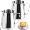2 Pack Milk Frothing Pitcher, 900 ml/30oz Large Coffee Milk Frother Jug, Stainless Steel Milk Steamer Cup with Barista Latte Art Pen for Coffee Bar Cappuccino Espresso Accessories by VIRILL