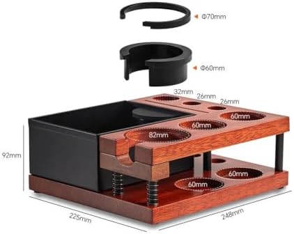 51-58mm Coffee Tamper Station Stand With Knock Box Wooden Coffee Organizer Box For Portafilter Tamper Distributor &Puck Screen(Square-Spring) - Image 2