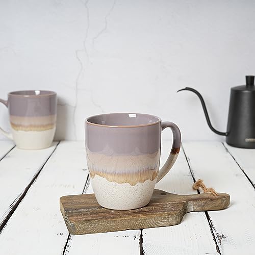 Bosmarlin Ceramic Coffee Mug Set of 4, 17 Oz, Coffee Cups with Big Handle, Microwave Safe, Unique Reactive Glaze - Image 4