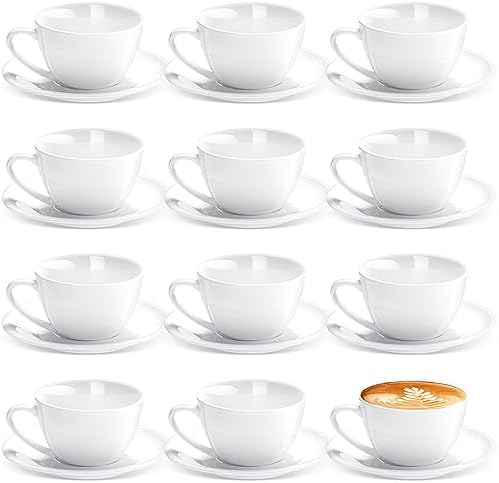 Maxdot 12 Set 5.5 OZ Porcelain Espresso Cups and Saucers White by Maxdot