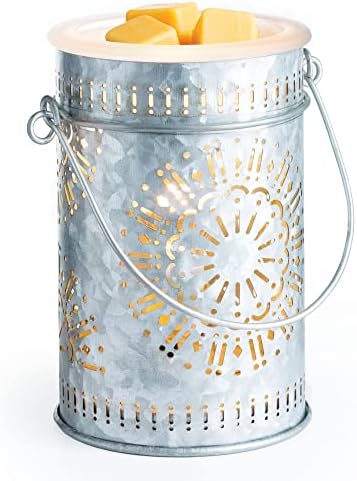 Candle Warmers ETC. Illumination Fragrance Warmer- Light-Up Warmer for Warming Scented Candle Wax Melts and Tarts or to Freshen Room, Silver Galvanized Tin by CandleWarmersEtc