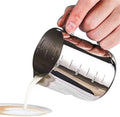 Milk Frother Cup Stainless Steel Measuring Milk Frother Pitcher, Stainless Steel Latte Jug, Essential Barista Accessory for Espresso & Coffee Art(350ml) by Unknown