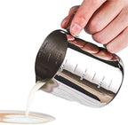 Milk Frother Cup Stainless Steel Measuring Milk Frother Pitcher, Stainless Steel Latte Jug, Essential Barista Accessory for Espresso & Coffee Art(350ml) by Unknown