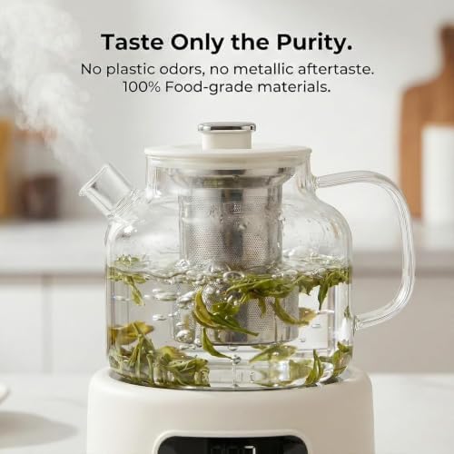 1.2L Glass Tea Kettle Electric with Infuser, Touch Control Smart Brewer - Image 5