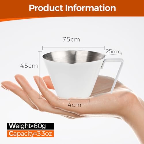 YARRAMATE 100ML Metal Measuring Cups (White) & 100ML Glass Measuring Cups - Image 3