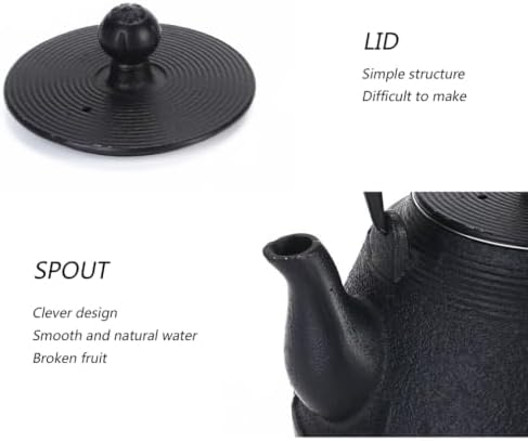 1.2L Tea Kettle Carp Lotus Pattern Japanese Style Anti Hot Handle Cast Iron Teapot Tetsubin with Filter Iron Tea Gift for Adult Father Mother Family - Image 5